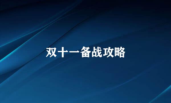 双十一备战攻略