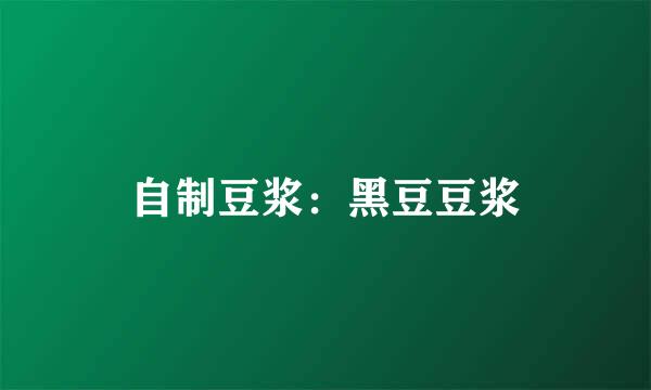 自制豆浆：黑豆豆浆