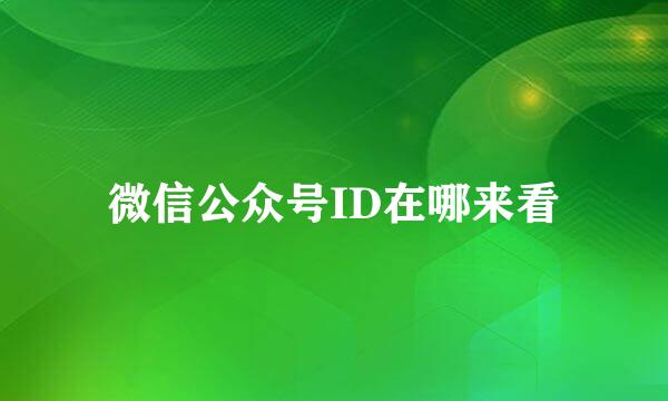 微信公众号ID在哪来看
