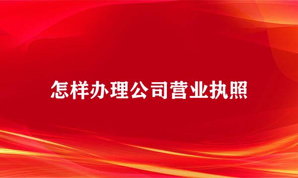 怎样办理公司营业执照