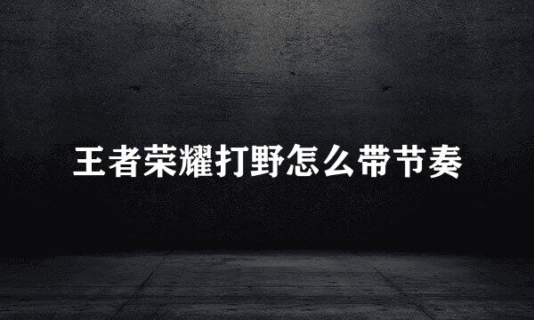 王者荣耀打野怎么带节奏