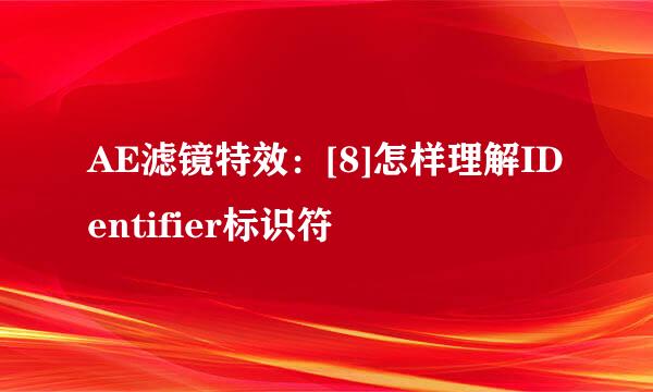 AE滤镜特效：[8]怎样理解IDentifier标识符
