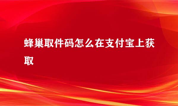 蜂巢取件码怎么在支付宝上获取