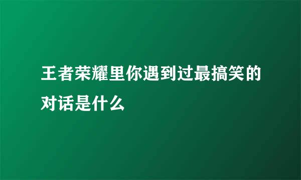 王者荣耀里你遇到过最搞笑的对话是什么