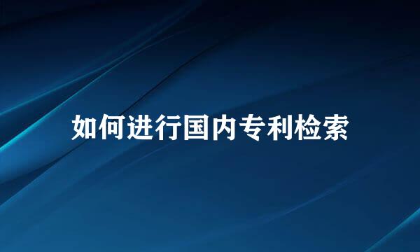 如何进行国内专利检索
