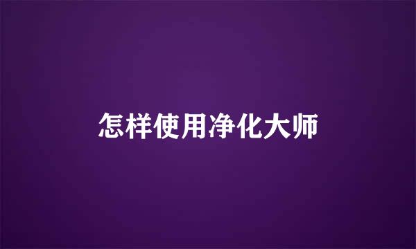 怎样使用净化大师