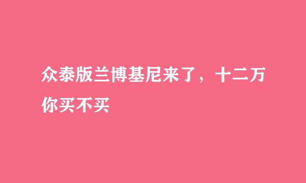 众泰版兰博基尼来了，十二万你买不买