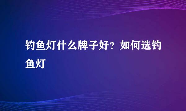 钓鱼灯什么牌子好？如何选钓鱼灯