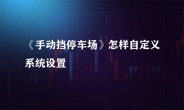 《手动挡停车场》怎样自定义系统设置