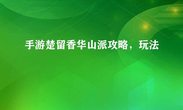 手游楚留香华山派攻略，玩法