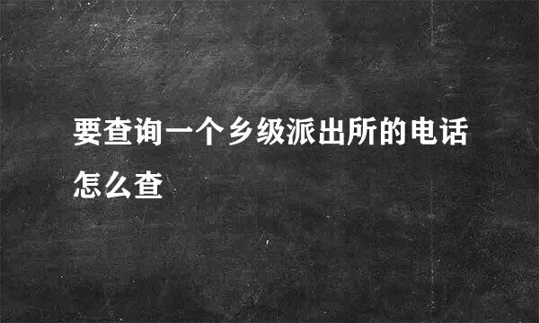 要查询一个乡级派出所的电话怎么查