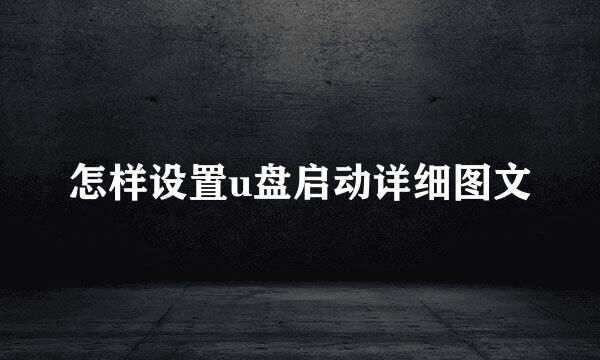 怎样设置u盘启动详细图文