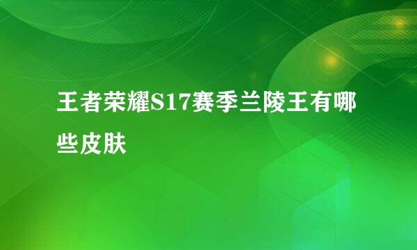 王者荣耀S17赛季兰陵王有哪些皮肤