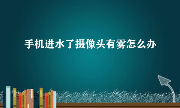 手机进水了摄像头有雾怎么办