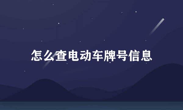 怎么查电动车牌号信息