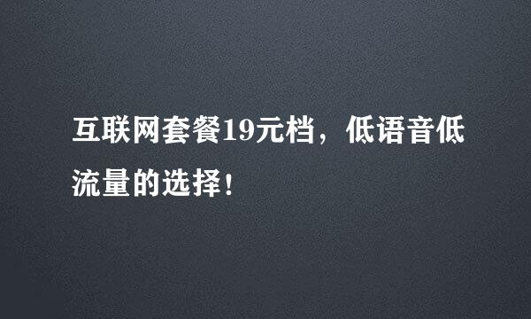 互联网套餐19元档，低语音低流量的选择！