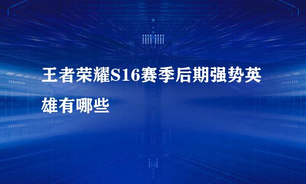 王者荣耀S16赛季后期强势英雄有哪些