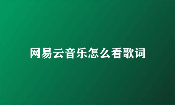 网易云音乐怎么看歌词