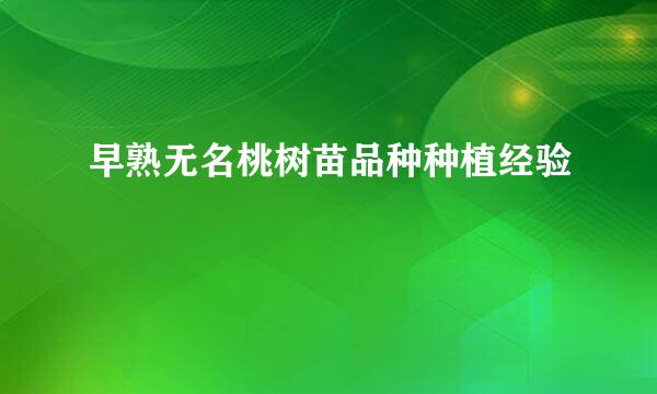 早熟无名桃树苗品种种植经验