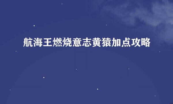 航海王燃烧意志黄猿加点攻略