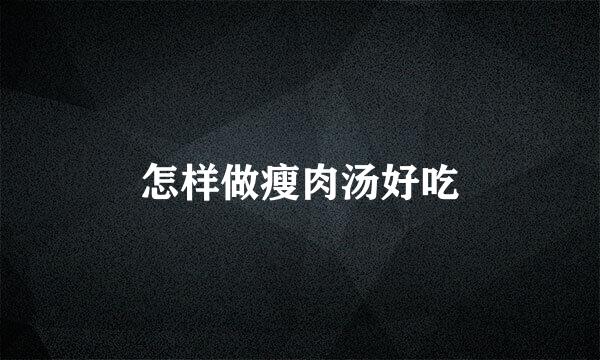 怎样做瘦肉汤好吃