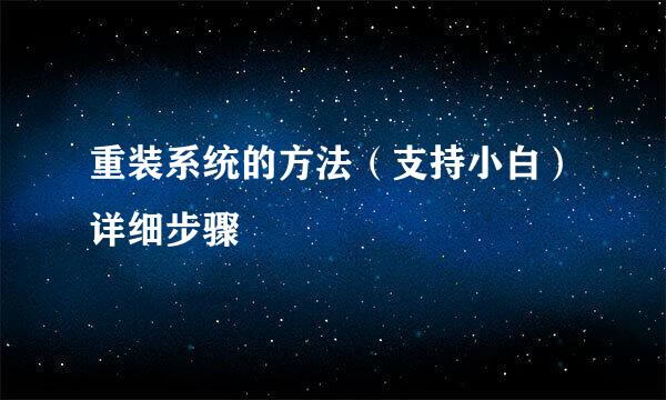 重装系统的方法（支持小白）详细步骤