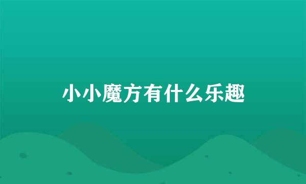 小小魔方有什么乐趣
