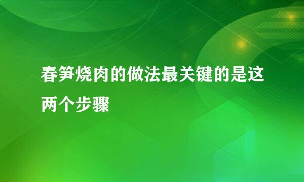 春笋烧肉的做法最关键的是这两个步骤