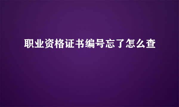 职业资格证书编号忘了怎么查