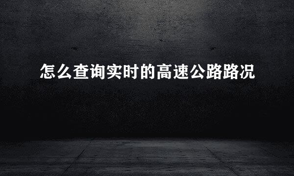 怎么查询实时的高速公路路况
