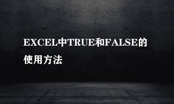 EXCEL中TRUE和FALSE的使用方法