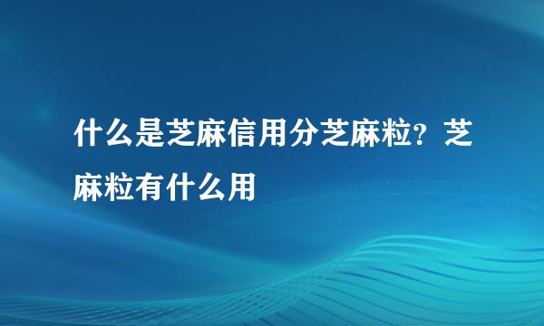 什么是芝麻信用分芝麻粒？芝麻粒有什么用