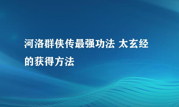 河洛群侠传最强功法 太玄经的获得方法
