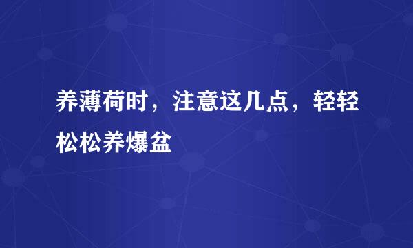 养薄荷时，注意这几点，轻轻松松养爆盆