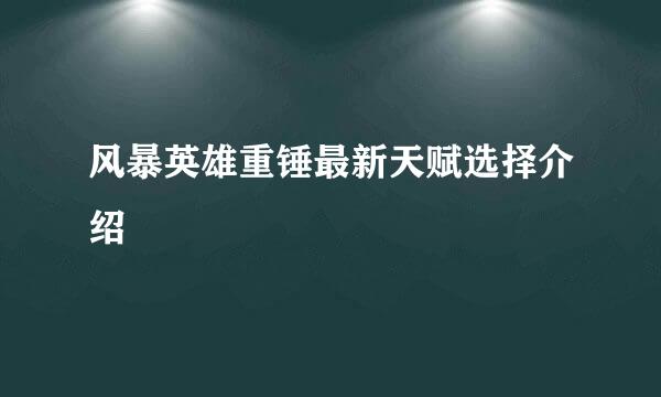 风暴英雄重锤最新天赋选择介绍