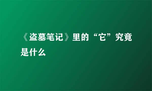 《盗墓笔记》里的“它”究竟是什么