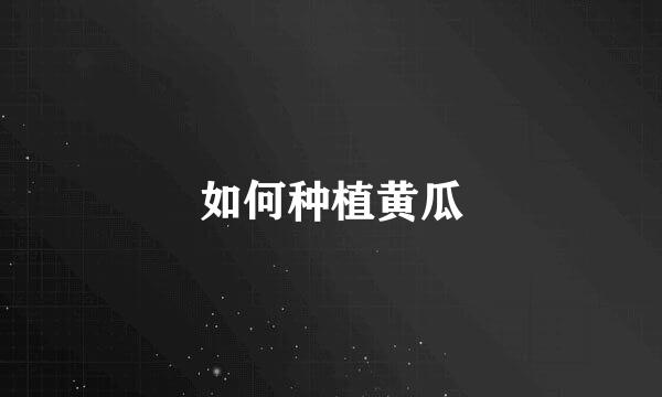 如何种植黄瓜