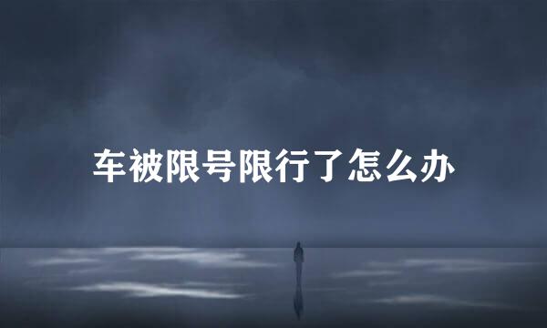 车被限号限行了怎么办