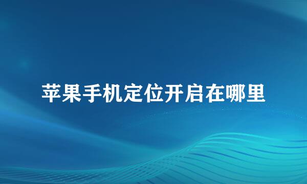 苹果手机定位开启在哪里