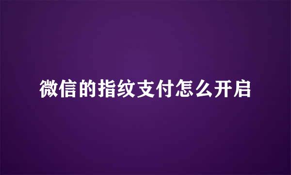 微信的指纹支付怎么开启