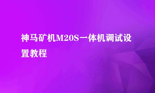 神马矿机M20S一体机调试设置教程