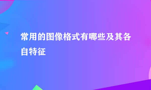 常用的图像格式有哪些及其各自特征