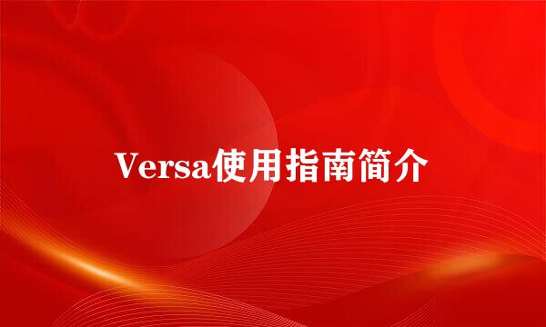 Versa使用指南简介