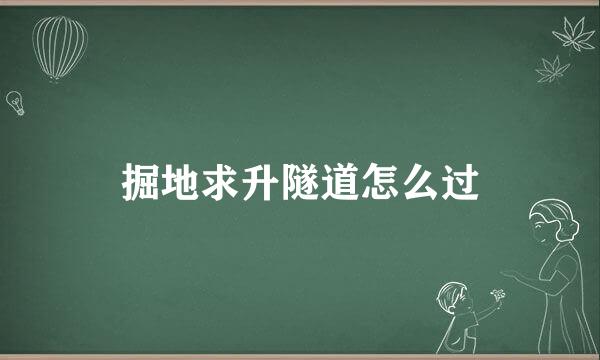 掘地求升隧道怎么过