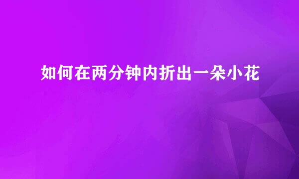 如何在两分钟内折出一朵小花