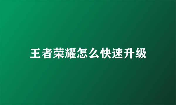 王者荣耀怎么快速升级