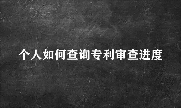 个人如何查询专利审查进度