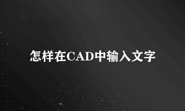 怎样在CAD中输入文字