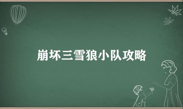 崩坏三雪狼小队攻略