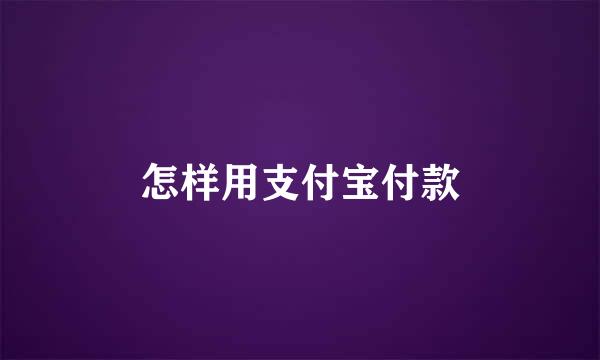 怎样用支付宝付款